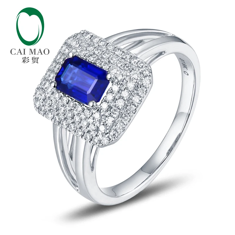 Caimao Jewelry 14k Gold 0.71ct Sapphire &  0.33ct Natural Round Diamond Engagement Ring