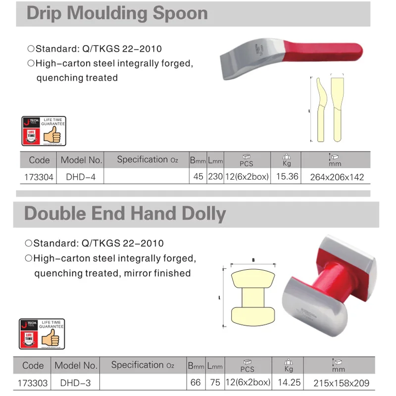 Jetech 1pc professional toe curved spoon dolly auto car body dent repair removal tools for fender door panels and boats