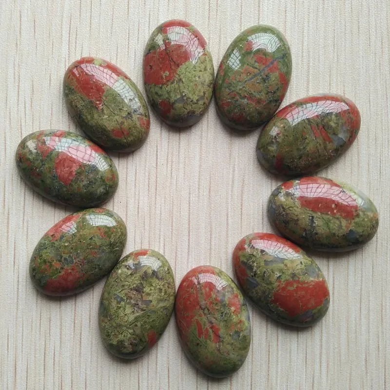 

Wholesale 10pcs/lot fashion top quality natural flower green stone Oval CAB CABOCHON 20x30mm beads for jewelry making Free