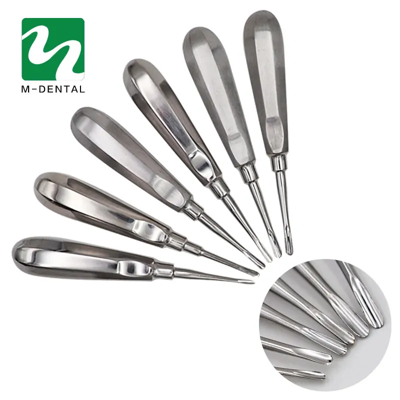 12pcs Stainless Steel Dental Luxating Lift Elevator Teeth Stright Curved Root Hexagon Handle Dentist Surgical Instrument Tool