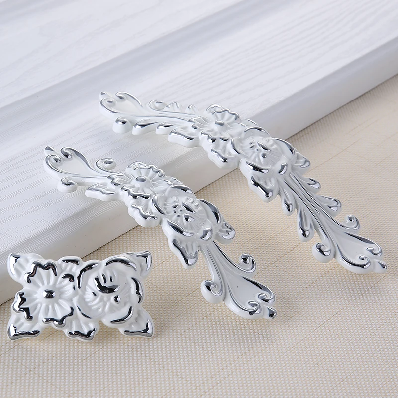 AOBT European Ivory White Cabinet Handles Kitchen Dressers Closet Cupboard Door Pulls Knobs Drawer Furniture Handle Hardware