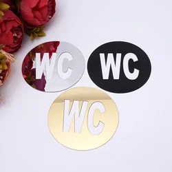 1 pcs WC door Sign Mirror Wall Stickers Self-adhesion Acrylic Sticker for Home Decoration