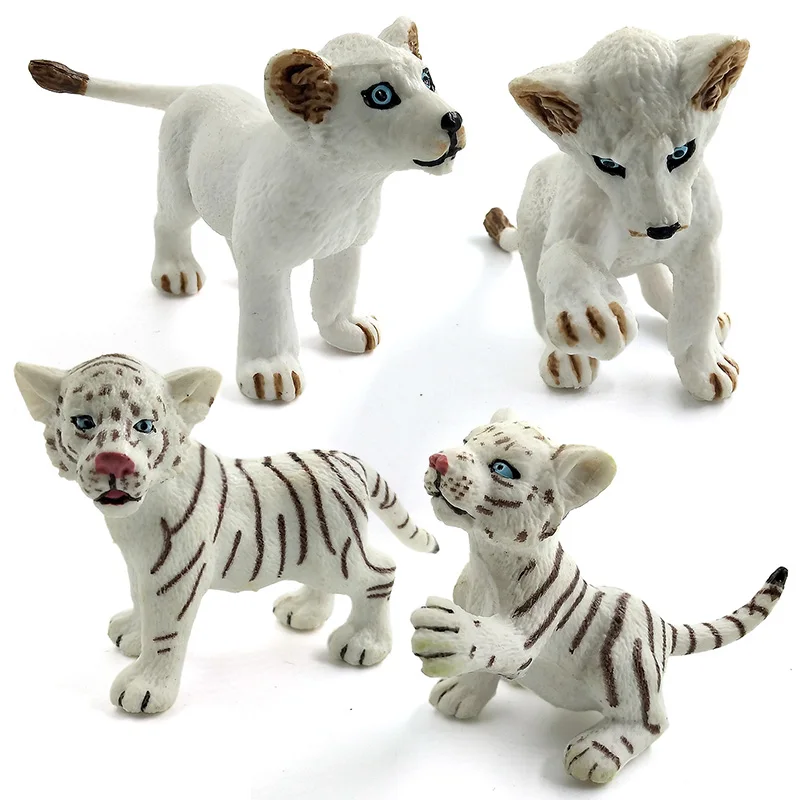 Simulazione del bambino Leone Tigre Lynx foresta animali selvatici modello figurine giocattoli di plastica della decorazione della casa accessori