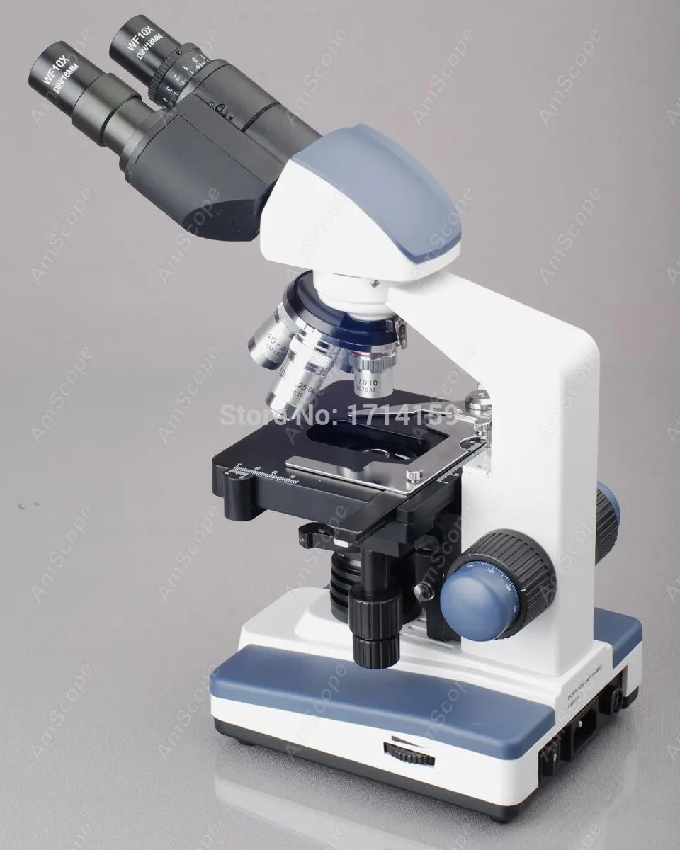 school and  clinic -AmScope Supplies 40X-1000X LED Lab Binocular Compound Microscope w 3D Two-Layer Mechanical Stage