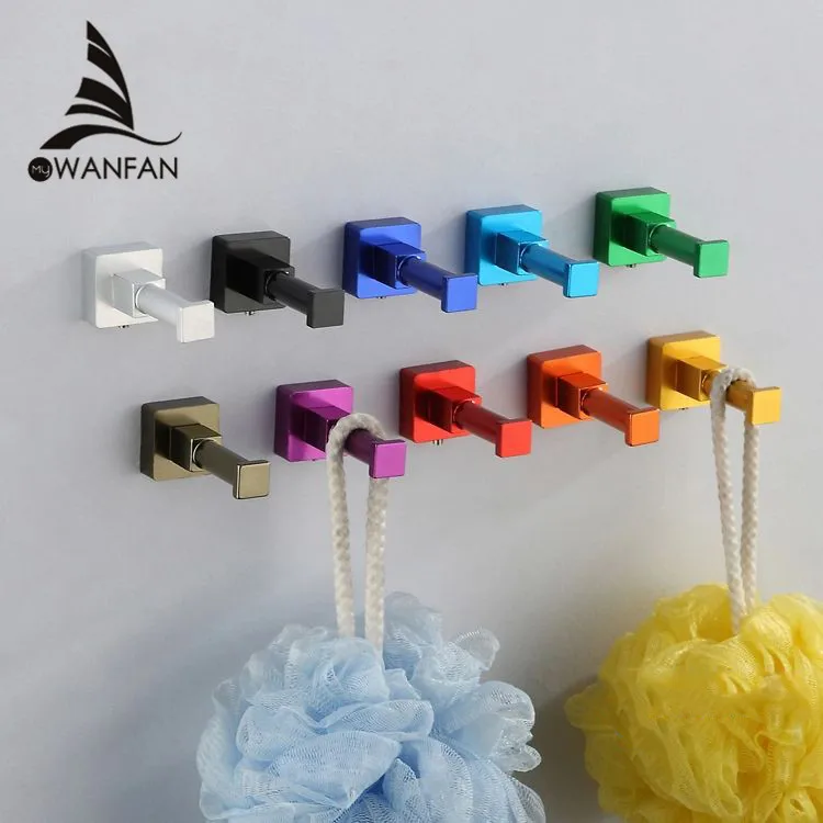 New Candy Color Decorative Wall Hooks&racks,Clothes Hanger Metal Towel&coat Hook Easy Installation Bathroom Accessories HJ-0725