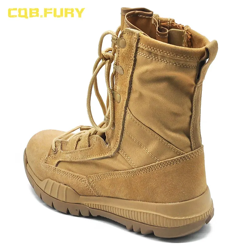 CQB.FURY Spring Mens Army Tactical Boots Fashion Style Comfortable Cow suede desert combat boot Ankle-up army boots with zipper