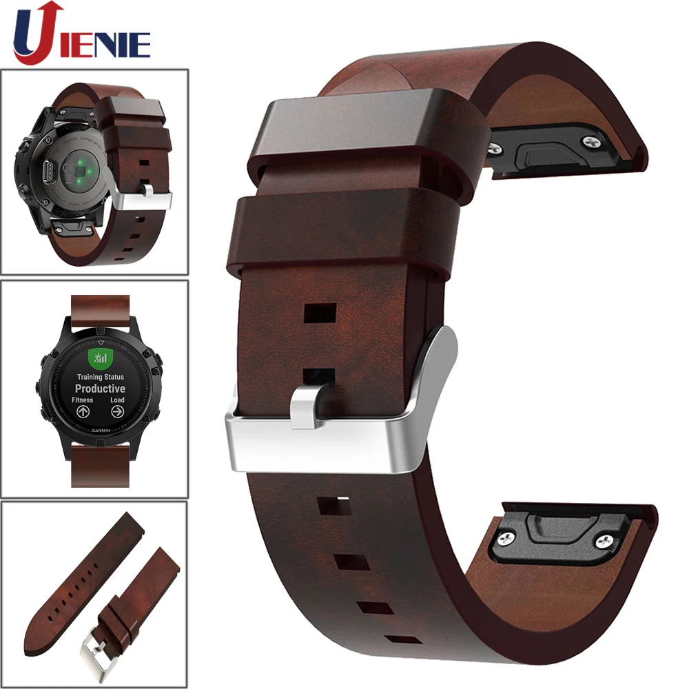 For Garmin Fenix 5/5Plus/ 6/Forerunner935 945 Leather Watch Band Strap 22mm Quick Fit Smart Bracelet Wristband Replacement Strap