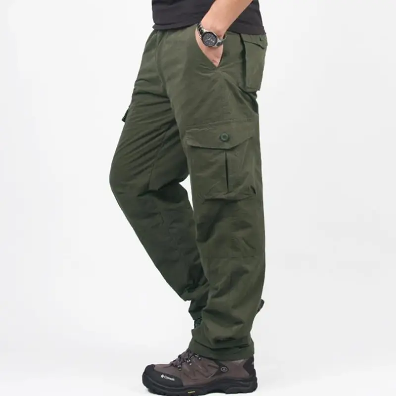 

Winter Mens Long Trousers Men's Winter Warm Thick Cargo Pants Baggy Pocket Slacks Thicked Brushed Plus Size Pants Bottoms