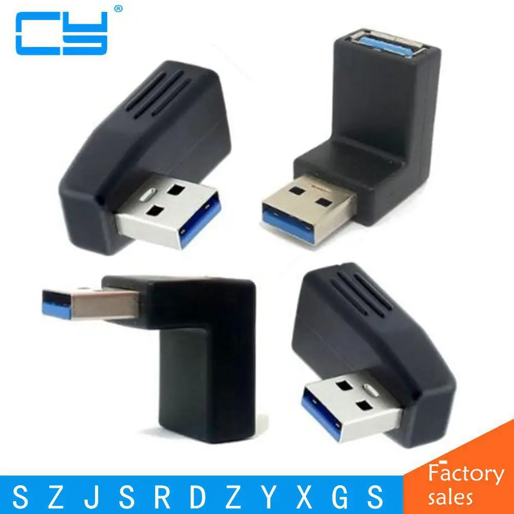 Low Profile 90 Degree Up Angled USB 3.0 Adapter A Male to Female Extension