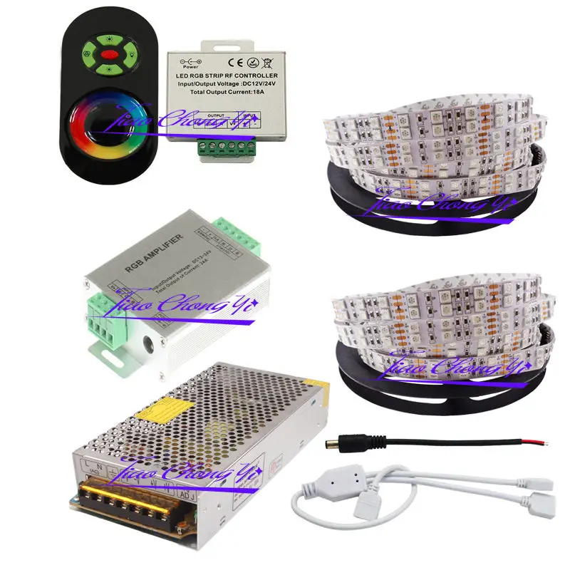 New Double row 5050 120LED/M 600LED/5M RGB LED Strip + 18A RGB Touch Controller+24A Amplifier+Power adapter