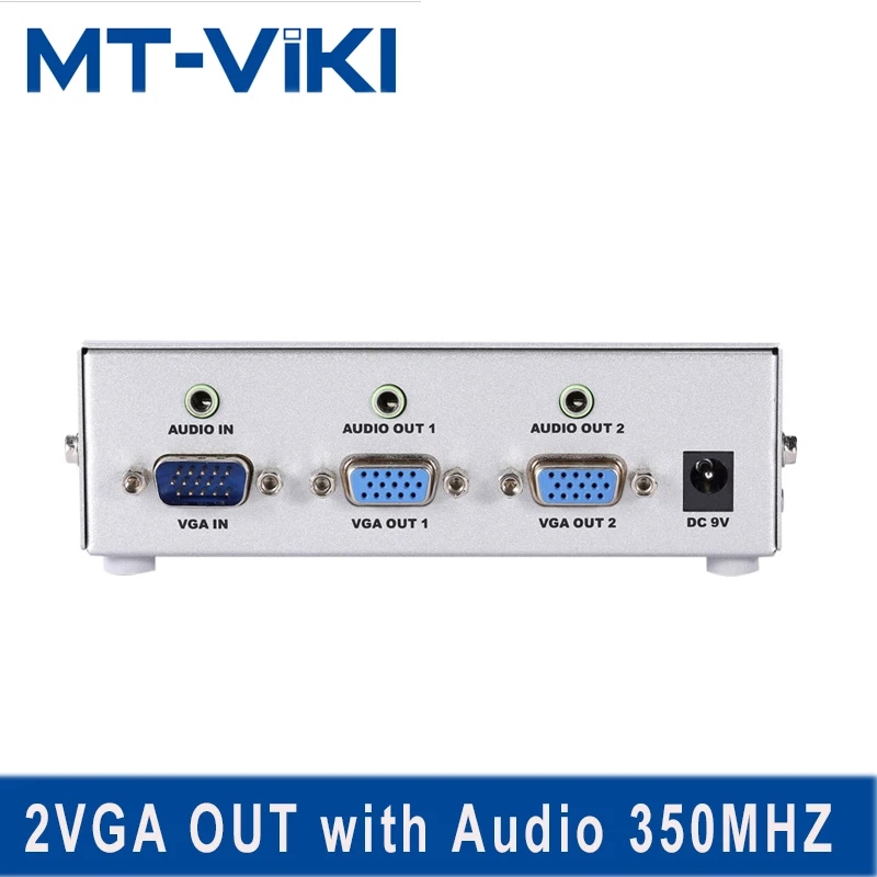 

MT-VIKI VGA Splitter with Video Audio Distributor 1 input to 2 Output support widescreen Monitors Maituo MT-3502AV