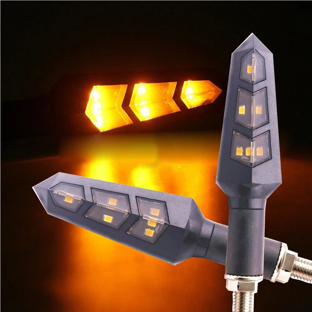 WINTUWAY 6LED Motorcycle Turn Signal Lights Amber Lamp Left Right Signal Indicators Lights Motorcycle Accessories