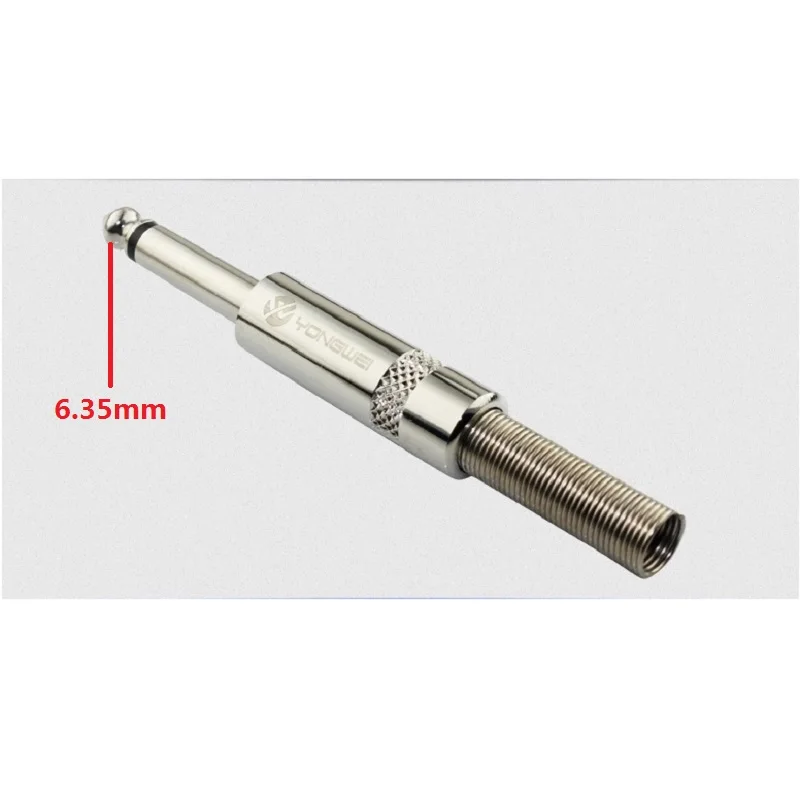 ขั้วต่อสายไฟหัวแร้งโลหะแบบ2/3มม. 6.35มม. ปลั๊กตัวผู้สำหรับไมโครโฟนลำโพงกีตาร์