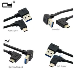 1FT Angle TYPE-C Reversible USB 3.1 USB-C Angled to 90 Degree Left Right Up Down Angled USB 3.0 type A Male Data Cable 30CM