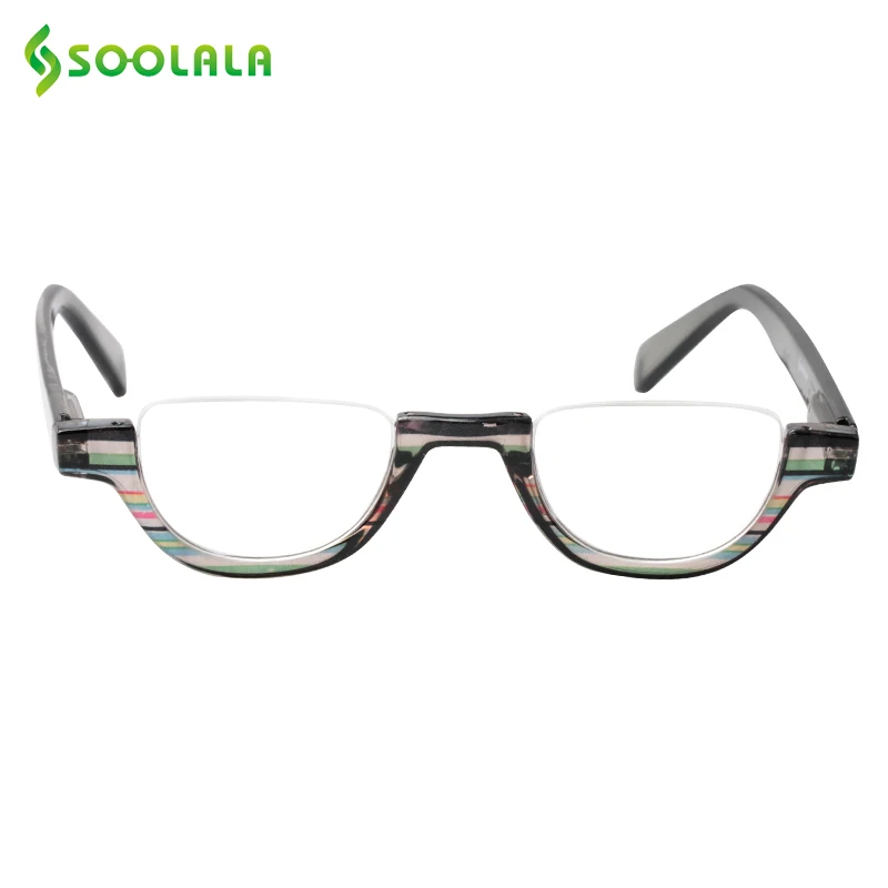 SOOLALA Flat Top Semi-Rimless Reading Glasses Women Men 2018 New Cheap Presbyopia Reading Glasses with Leather Case +1.0 to 4.0