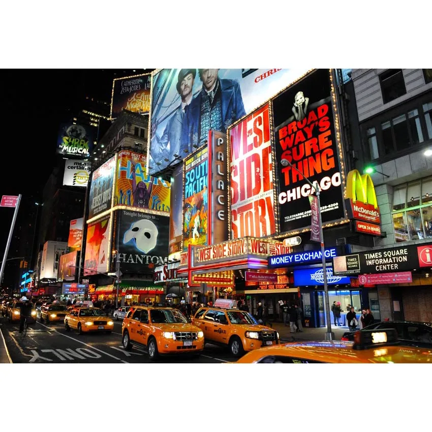 7x5ft New York Times Square Street Film Academy Custom Photo Studio Background Backdrop Vinyl  Banner 220cm x 150cm