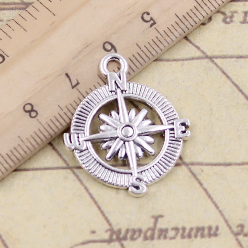 10 sztuk Charms kompas 28x24mm tybetański brąz srebrny kolor wisiorki antyczny tworzenia biżuterii DIY Handmade Craft
