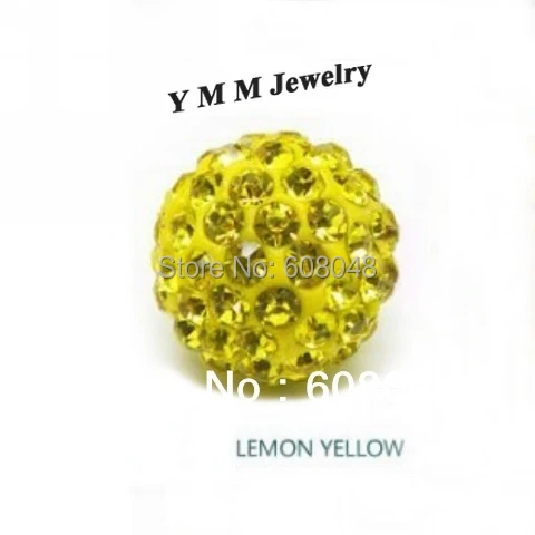 Hot 10mm Lemon Yellow Crystal Disco Ball Findings Charm Beads 24pcs