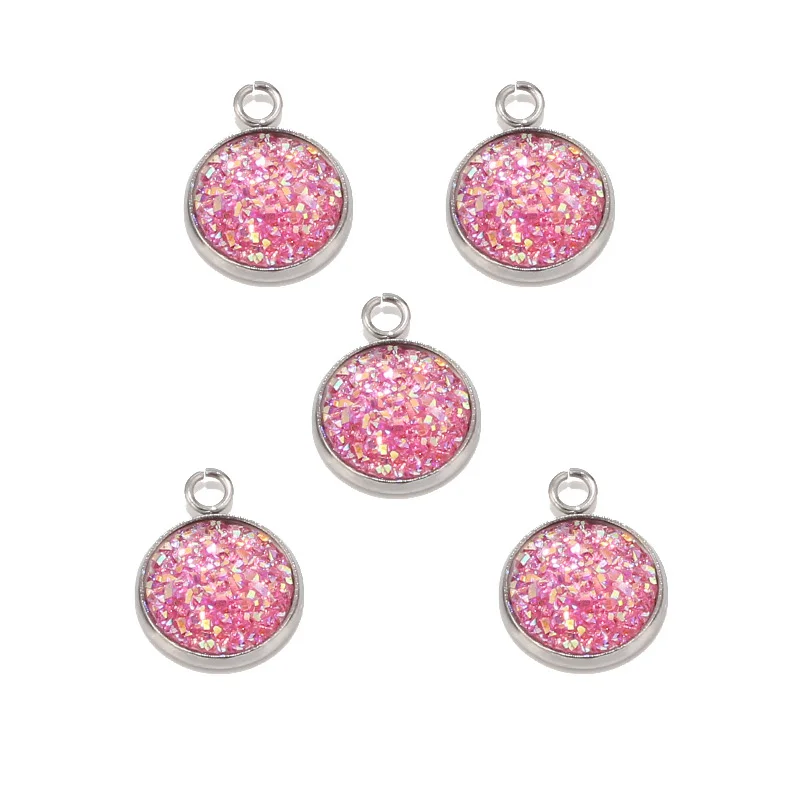 10pcs Druzy Charms 12mm Druzy Pendant Supplies Wholesale Bezel Charm Faux Druzy Stone Pendant Colourful Charm for DIY Jewelry