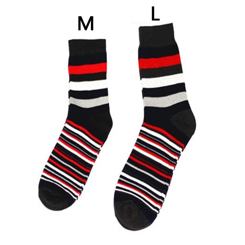 10PCS=5pairs Mens Cotton Dress Socks Plus Large Big Size 44, 45, 46, Chromatic Stripe Socks Calcetines Happy Funny Sox Meias