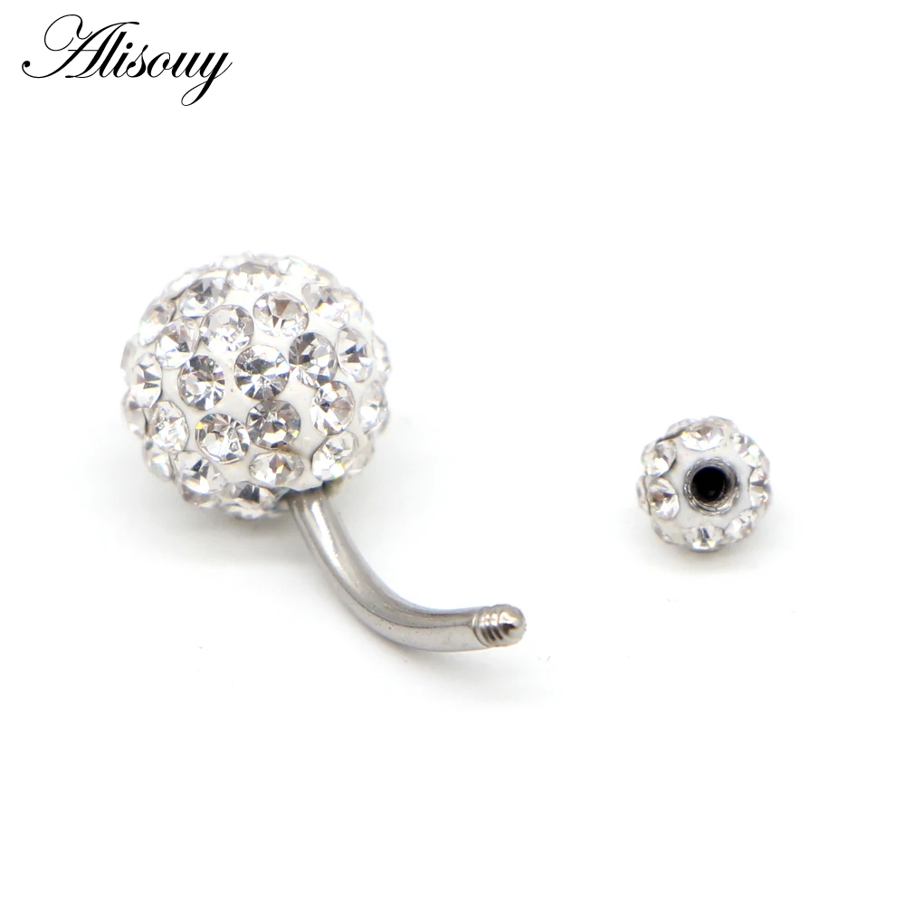 1PCS Crystal Rhinestone Woman Navel Belly Button Ring Pircing Surgical Steel Real Belly Piercing Navel Ringen Bar Body Jewelry