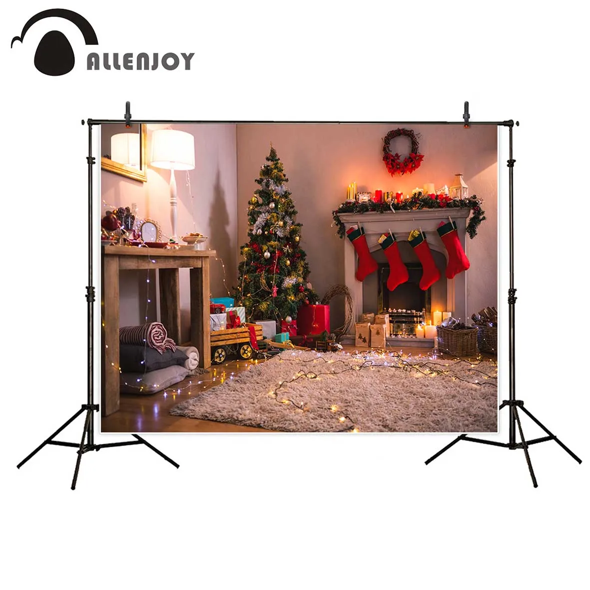 Allenjoy photographic background Christmas tree stove house indoor backdrop newborn photobooth computer printing photo studio