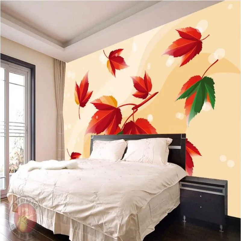 wellyu Custom large - scale murals fashionable maple leaf leaves falling TV backdrop non - woven wallpaper papel de parede