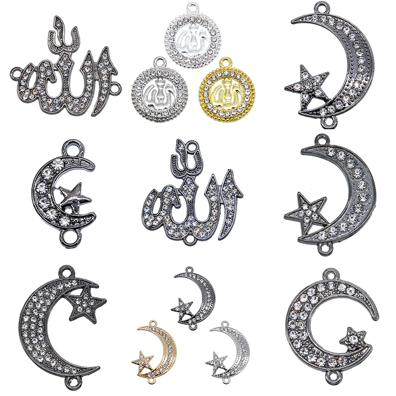 Arab Muslim Islamic God Allah Moon Star Pendant Bracelet Necklace Accessories Ramadan Gifts Religious Jewelry Wholesale