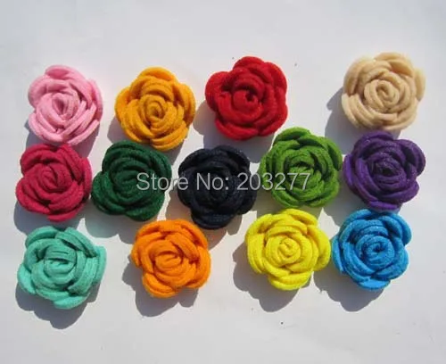 Free shipping!50pcs/lot 3CM  New felt  flowers men stick pin flowers can order mixed color