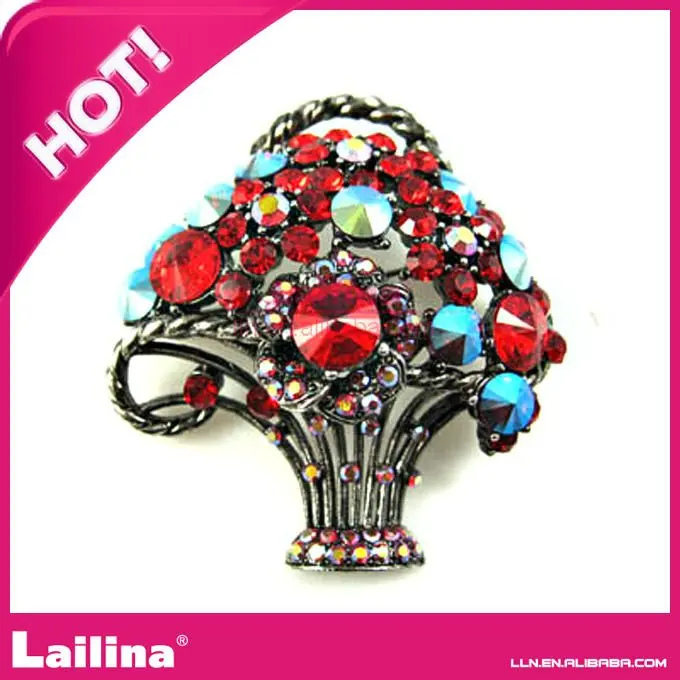 Flower Basket Shape Rhinestone Fashion Brooch