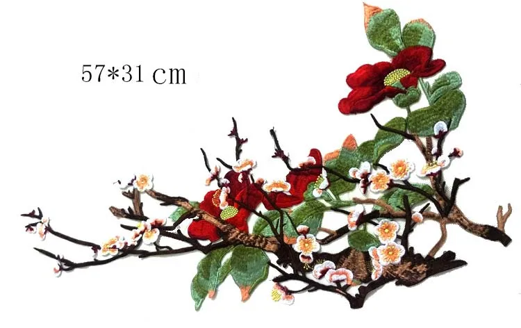 Flowers In The Branches Embroidery Patches Sticker for Clothes Patches Para La Ropa Applique Embroidery Flower Patches