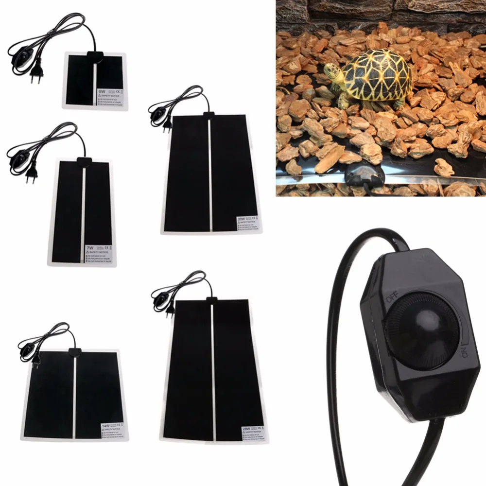 5/7/14/20W 220-240V EU Plug Adjustable Temperature Pet Heating Mat Tortoise Amphibians Warmer Bed Mat Reptiles Supplies