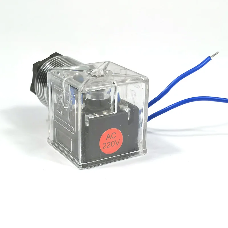 Hanshang Hydraulic DIN 43650 Type-A 3-Prong Plug For Solenoid Valve Coils - AC 110V/220V With LED Indicator