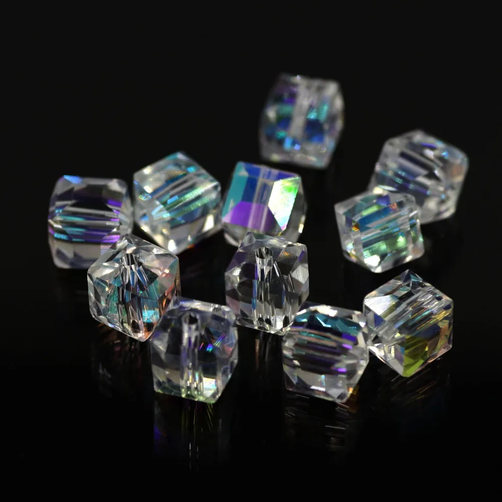 Wholesale Crystal Glass Clear AB Cube Beads 2/3/4/6/8/10mm Faceted Square Beads Crafts DIY Making Accessories Bracelet
