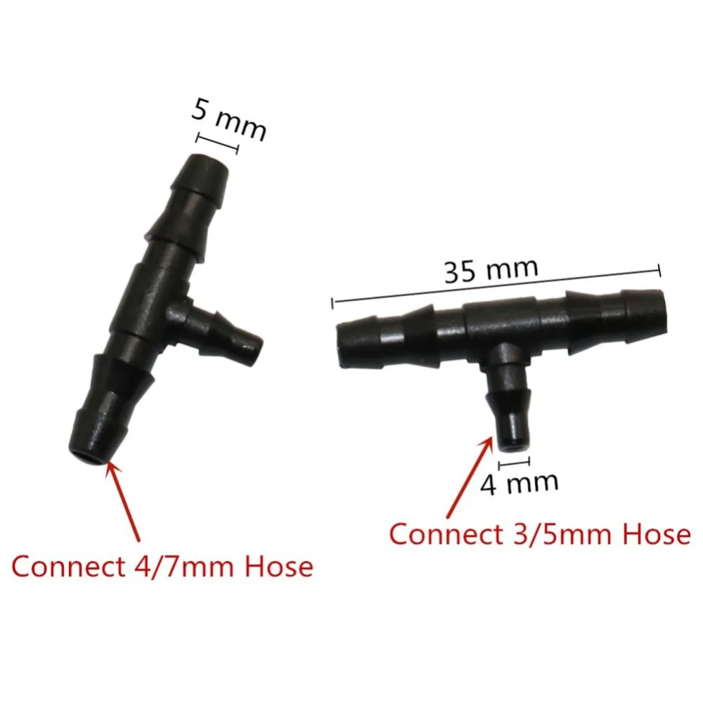 20Pcs Micro Garden Irrigation 4/7 Mm Change To 3/5Mm Barb Connector Tee 1/4'' 1/8'' Plastic Hose Connector Joint Irrigation Tool