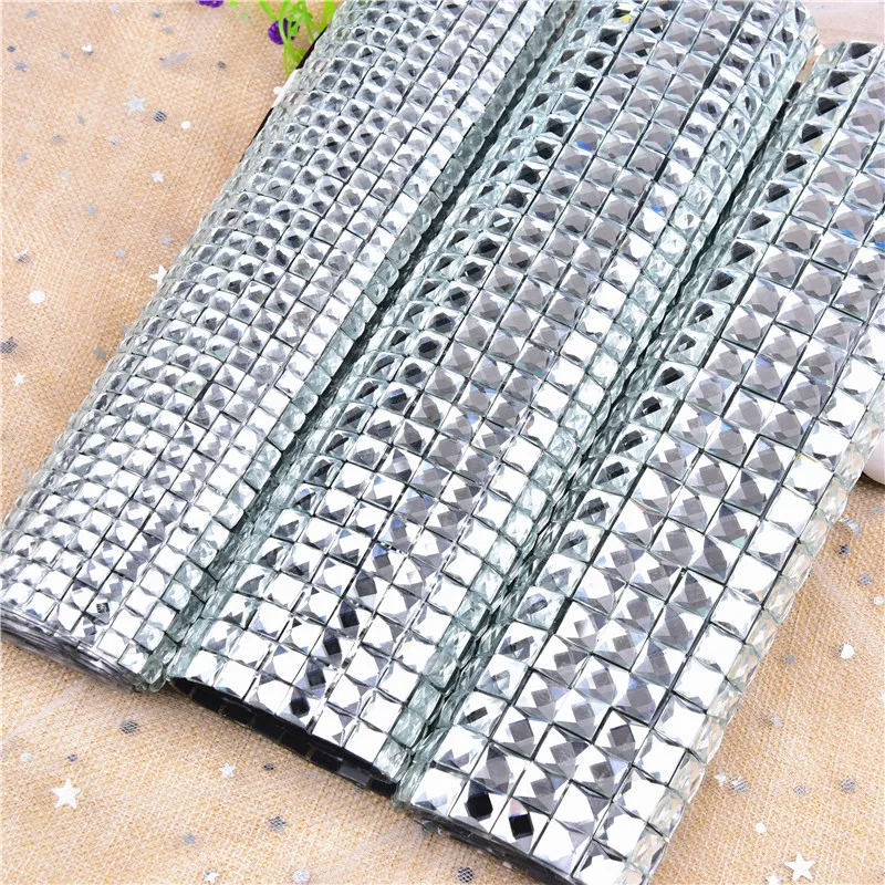 24*40cm Hotfix quadrato vetro Strass maglia Trim nastro cristallo tessuto foglio Strass Applique fasciatura gioielli fai da te decorare