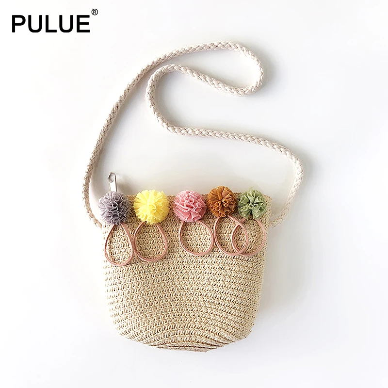 High Quality Handmade Children Shoulder Bag Exquisite Flower Straw Bag Messenger Bag Kids Keys Coin Purse Cute Princess Handbags
