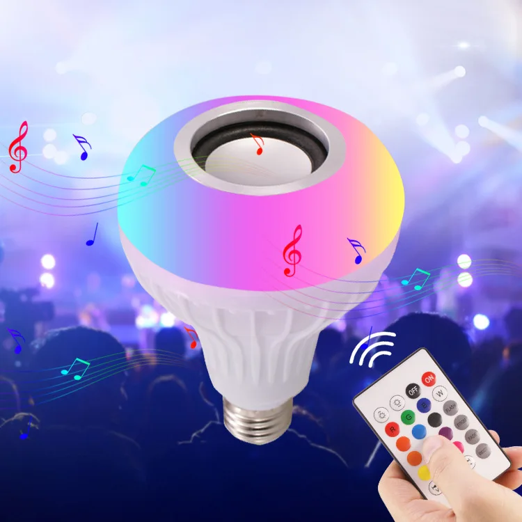 LED light bulb Smart Bluetooth music 220V led colorful bluetooth speaker light bulb e27 wireless with remote control audio bulb