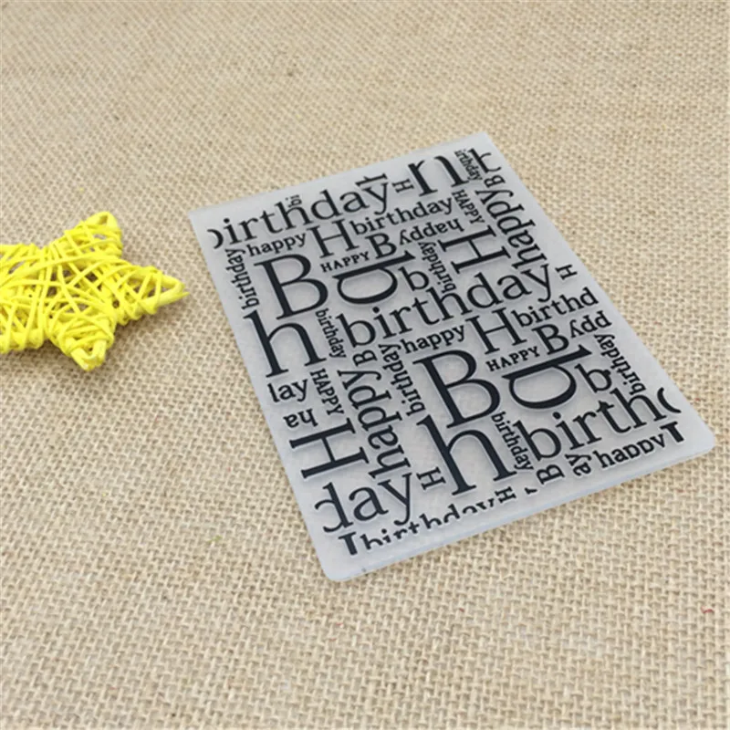 HAPPY BIRTHDAY Plastic Embossing Folder For Scrapbook DIY Album Card Tool Plastic Template