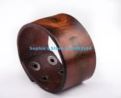 HD02 Black Brown Cool Vintage Men's Surfer Leather Bracelet Wristband Wide Cuff New BL30