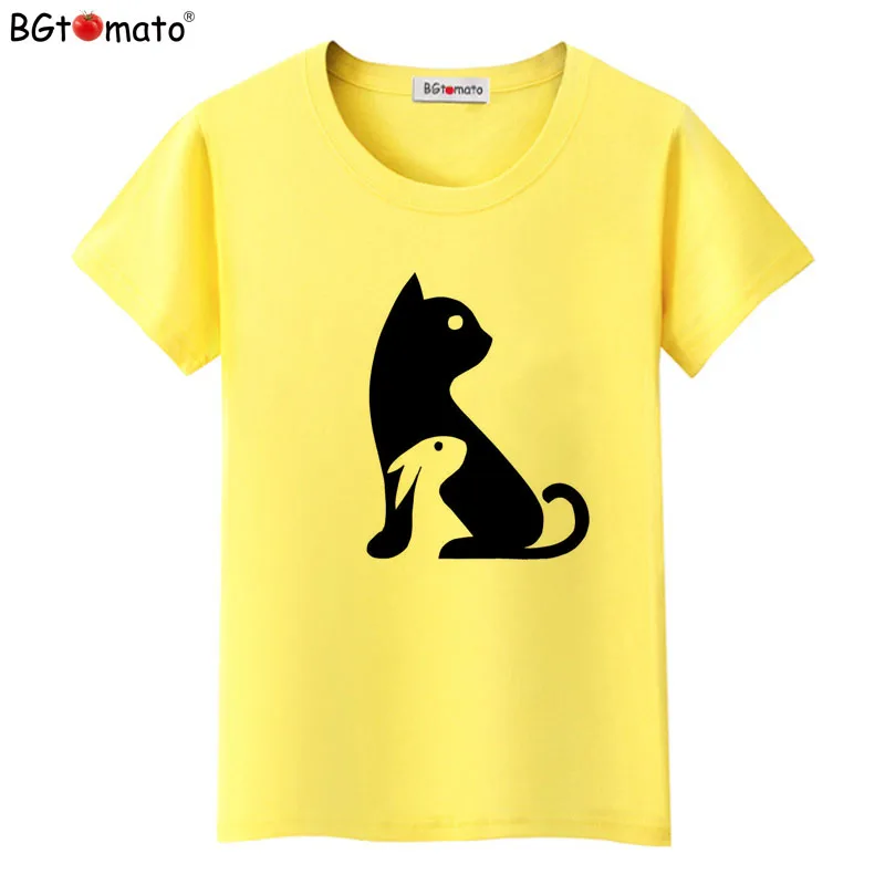 

BGtomato Cute 3D Black cats and rabbits Women T-Shirt Summer Fashion Lady Tops Short Sleeve Printed Shirta Novelty Tees