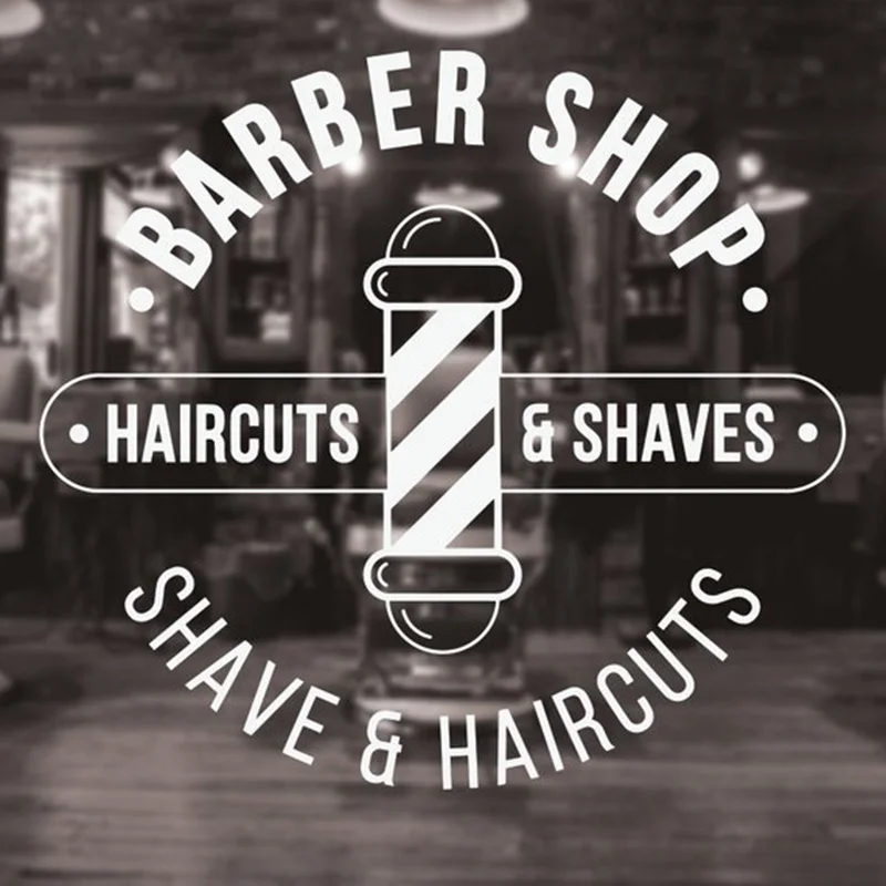 Barber Shop Logo Wall Decal Traditional Barbers Decals Sticker Window Barber shop Art Sign Removable Art Mural Home Decor x59