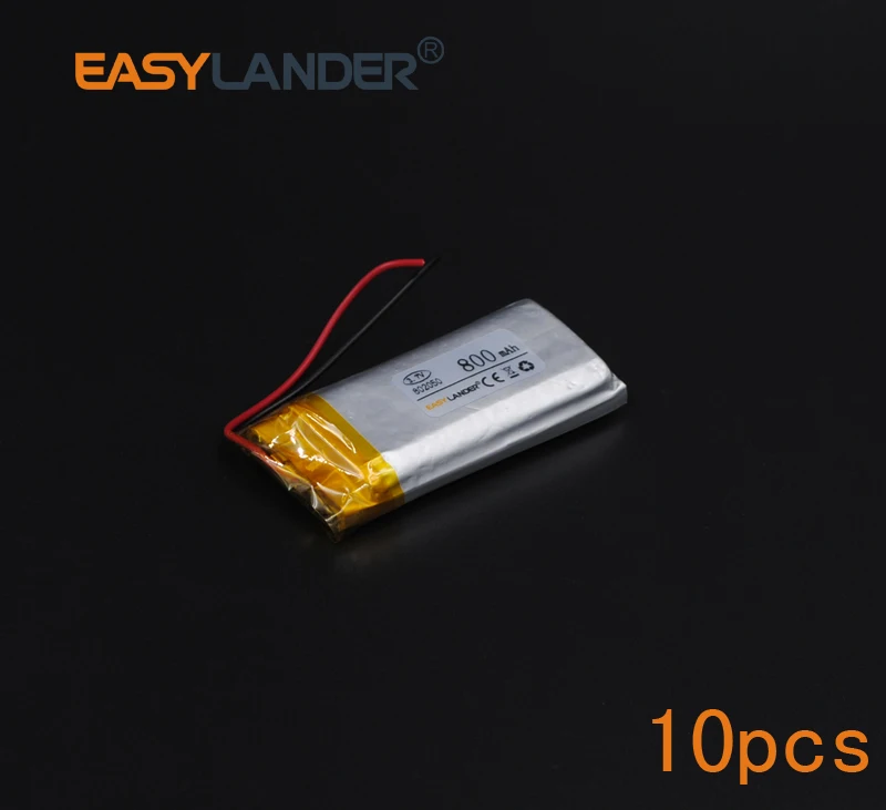 10pcs/Lot 3.7V 800mAh 802050 Rechargeable Lithium Li-ion Polymer Battery 082050 Batteries