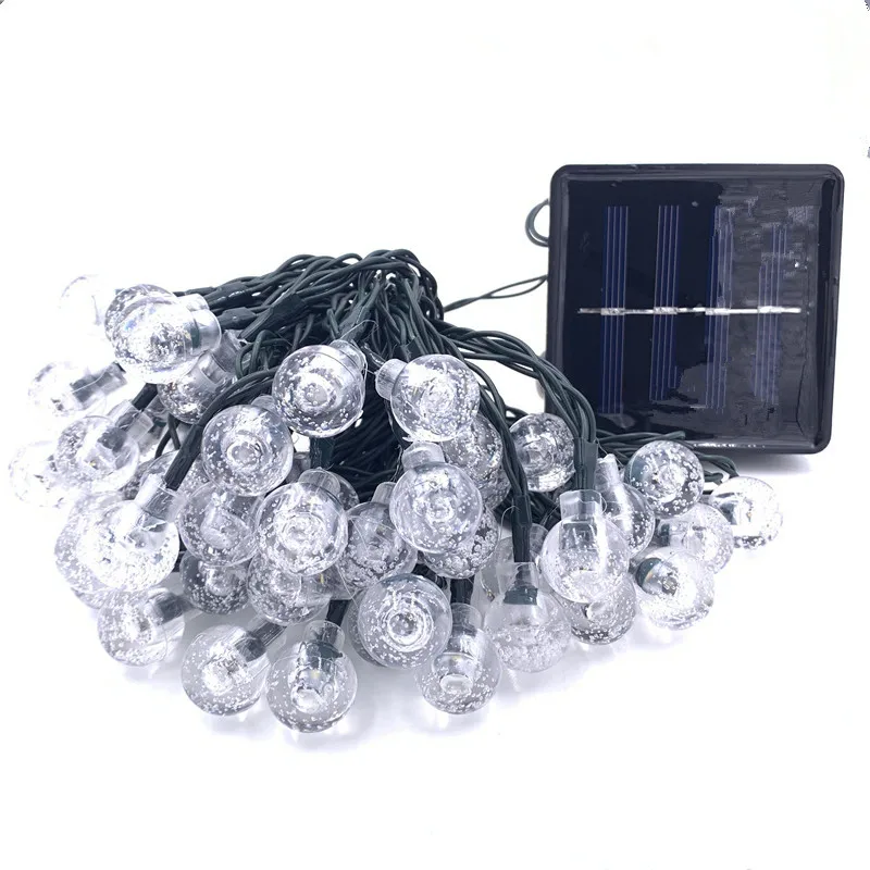 5M 10M lampada solare sfera di cristallo LED String Lights Flash ghirlanda fata impermeabile per giardino esterno decorazione di nozze di natale