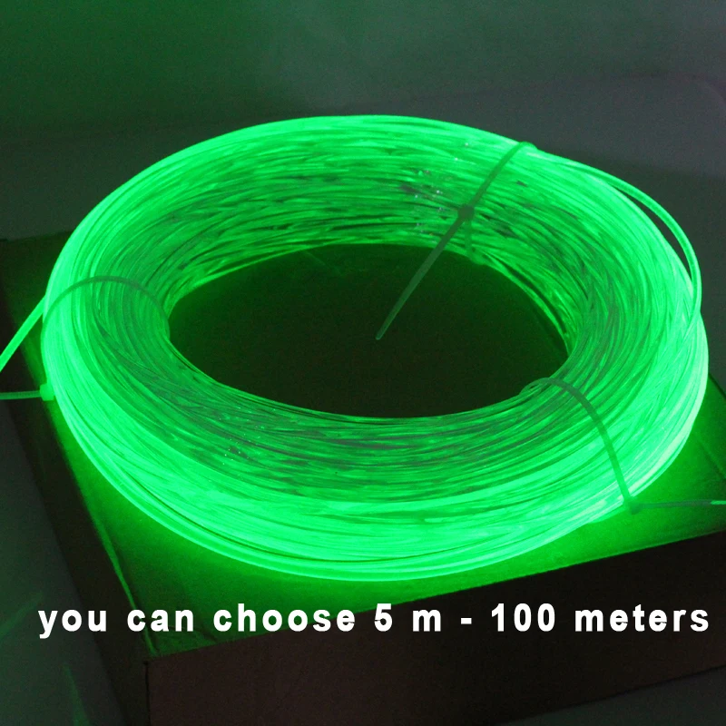 Side Glow Fiber Optic Light Cable 5m 1.5mm 2mm 3mm Optical Lighting Fiber Optical Cable for Car Night Lights & Home Decoration