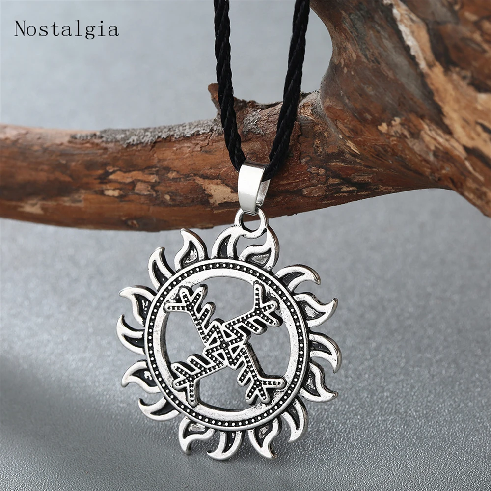 Kolovrat Slavic Amulet Wheel Pendant for Men Necklace Viking Rune FEHU ALGIZ Talisman Scandinavian Pendant Vintage Jewelry