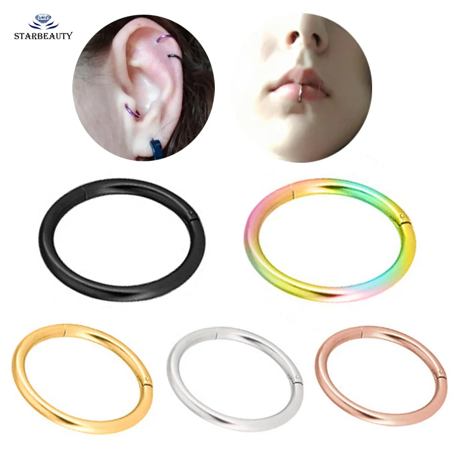 Starbeauty Round Nose Hoop Lip Labret Piercing Nose Ring Septum Rings Tragus Cartilage Auricle Helix Tragus Piercing Ear Jewelry