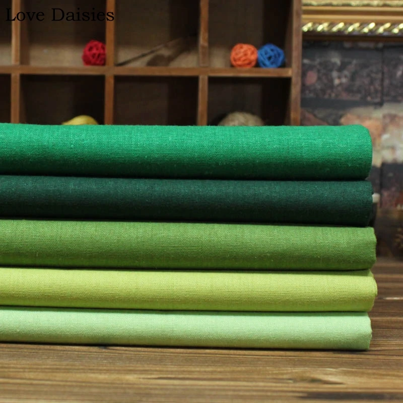 55% Cotton/45% Linen High Quality Solid Green Camel Khaki Gray White Orang Fabric for Apparel Dress Cushion Handwork Craft Bags