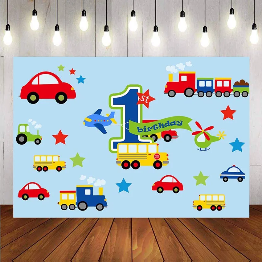 

1st Birthday Photography Background Birthday Party Car Airplane Star Backdrop Decor Photocall Banner Backdrop Photo Studio