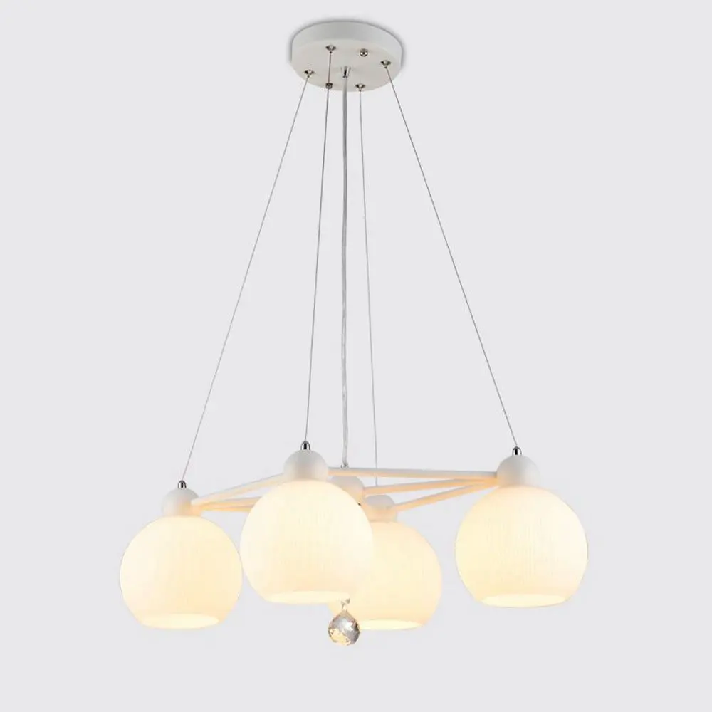 

Modern Dining Room Glass Pendant Lights Metal Crystal Bar Counter Creative Pendant Lamp White Glass Balcony Hanging Fixtures